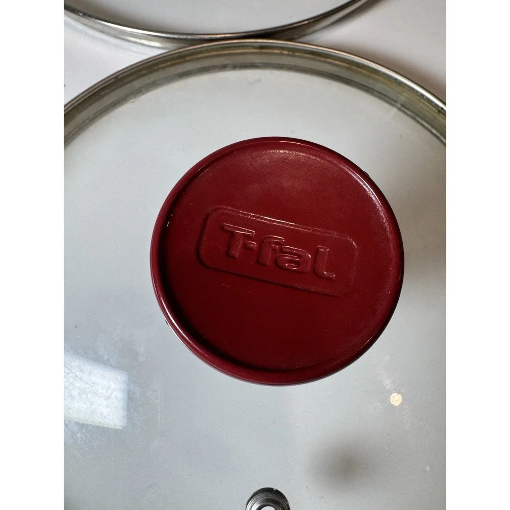 Replacement T-FAL Glass Lid Covers Top RED Handle Vent Hole Set Of 3